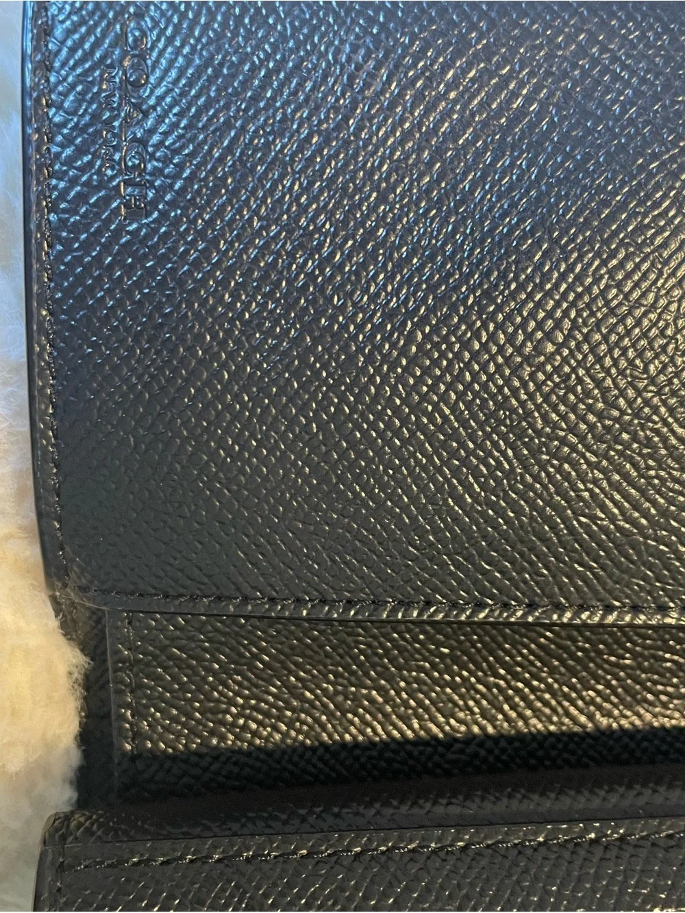 Coach Black Saffiano Leather Phone Wallet with Gold Logo